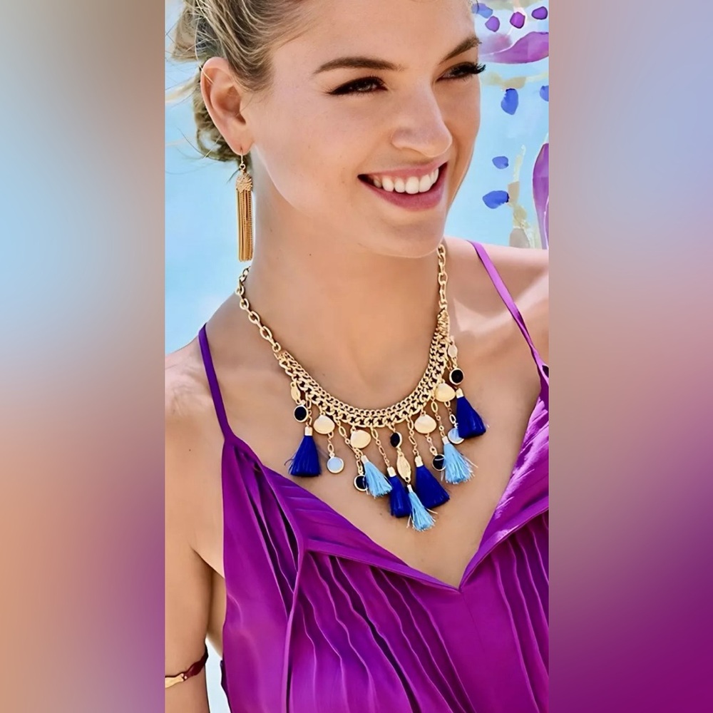 LILLY PULITZER SEASIDE TASSEL STATEMENT NECKLACE NWT